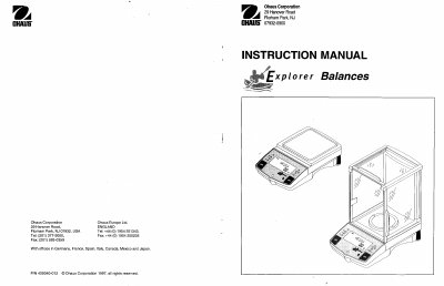 Ohaus Explorer and Voyager Balance User Manual - cover page