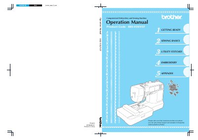 Brother 885-V35/V37 Computerized Embroidery Sewing Machine Operation Manual - cover page