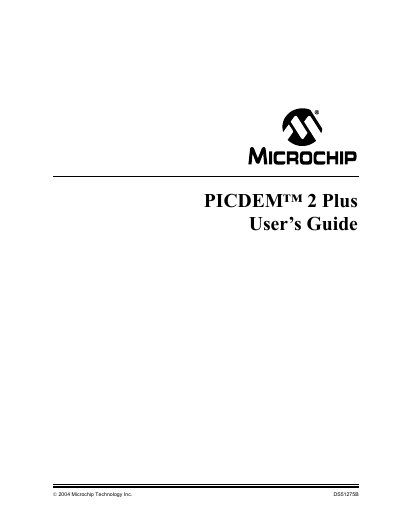 Microchip PICDEM 2 Plus User Guide - cover page