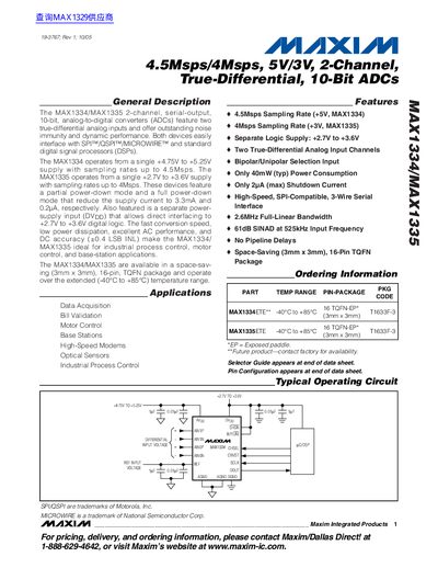 Maxim MAX1334/MAX1335 2-Channel ADC Datasheet