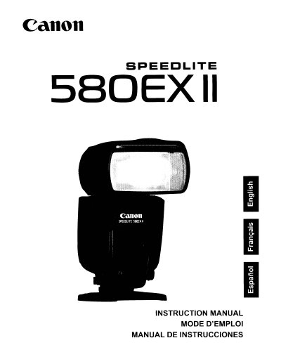 Canon Speedlite 580EXII Instruction Manual - cover page
