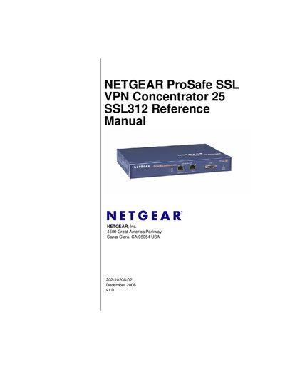 Netgear SSL312 ProSafe SSL VPN Concentrator 25 Reference Manual - cover page