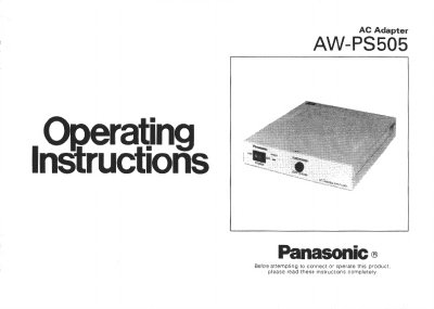 Panasonic AW-PS505 AC Adapter User Manual - cover page