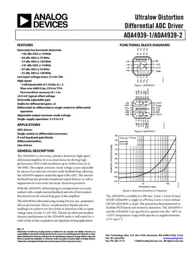 Analog Devices ADA4939-1/ADA4939-2 Datasheet - cover page