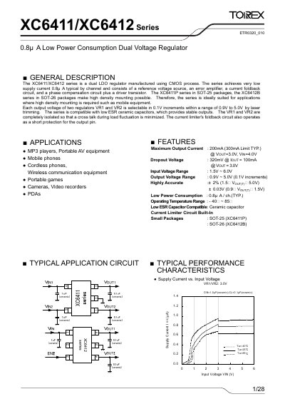 Torex XC6411/XC6412 Series Dual Voltage Regulator Datasheet - cover page