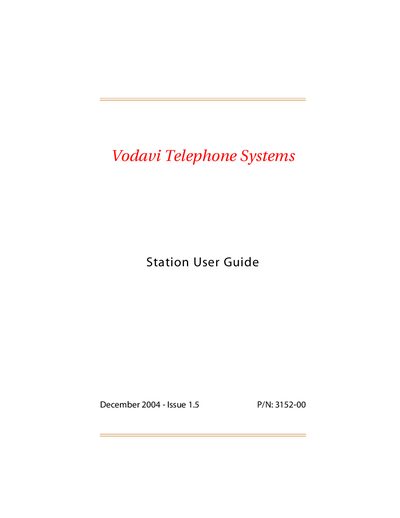 Vodavi Telephone Systems Station User Guide - cover page