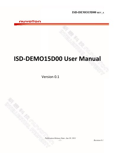 Nuvoton ISD-DEMO15D00 Evaluation Board User Manual - cover page