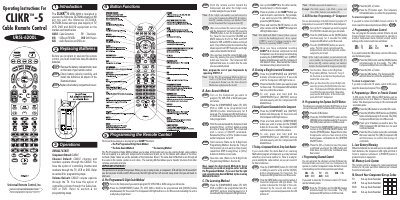 Universal Remote Control UR5L-6200L Remote Control Operating Instructions - cover page