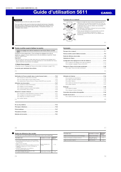 CASIO 5611 Watch User Manual