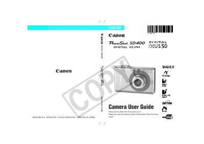 Canon PowerShot SD400 Camera User Guide - cover page