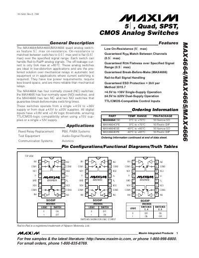 Maxim MAX4664/MAX4665/MAX4666 Datasheet - cover page