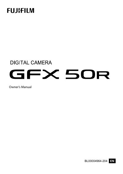 Fujifilm GFX S Digital Camera Owner's Manual - cover page