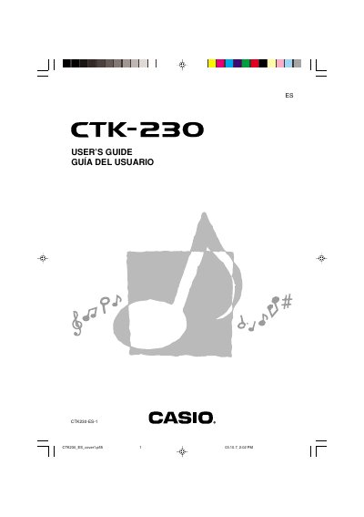 Casio CTK-230 Electronic Musical Instrument User's Guide - cover page