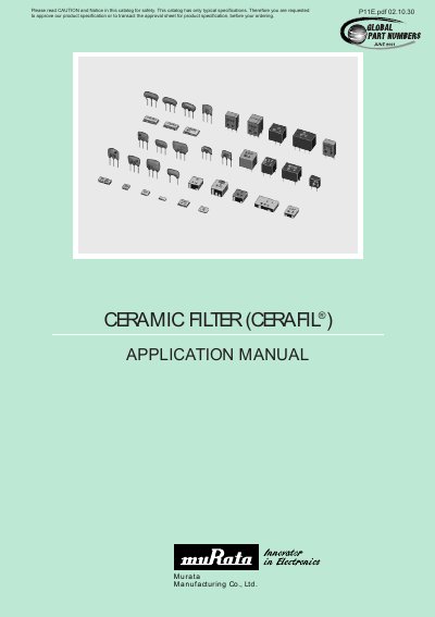Murata CERAFIL® Ceramic Filter Application Manual - cover page