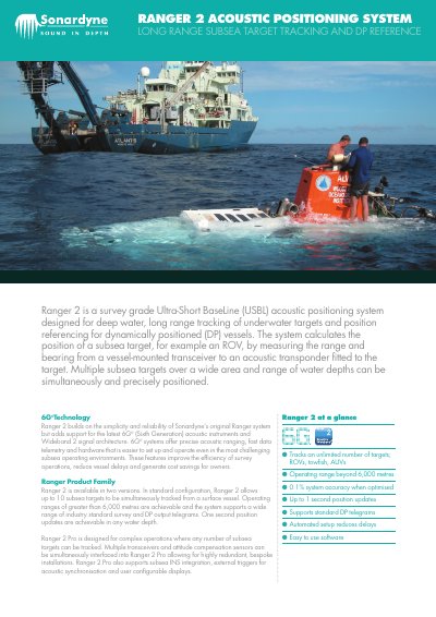 Sonardyne Ranger 2 Acoustic Positioning System Product Leaflet