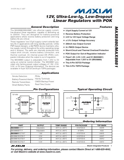 Maxim MAX8880/MAX8881 Datasheet - cover page