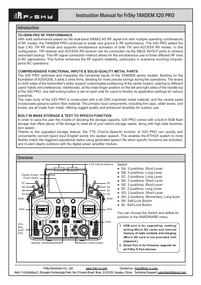 FrSky TANDEM X20 PRO Instruction Manual