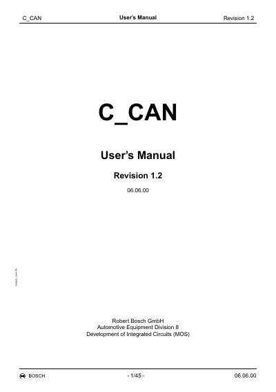 Bosch C_CAN User Manual - cover page