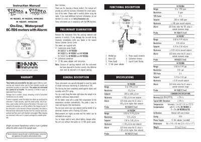 Hanna Instruments HI 983303/983304/983306/983307/983308 EC-TDS Meter Instruction Manual - cover page