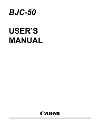 Canon BJC-50 User Manual - cover page