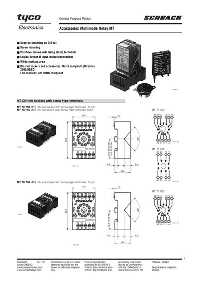 Tyco Multimode Relay MT Datasheet - cover page