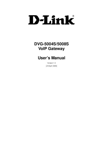 D-Link DVG-5004S/5008S VoIP Gateway User Manual - cover page
