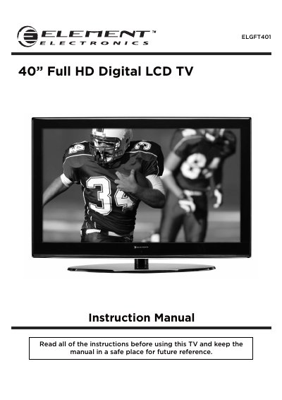 WVWEeLECTTRON ELGFT401 40" LCD TV Instruction Manual - cover page