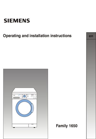 Siemens Family 1650 Washing Machine User Manual - cover page