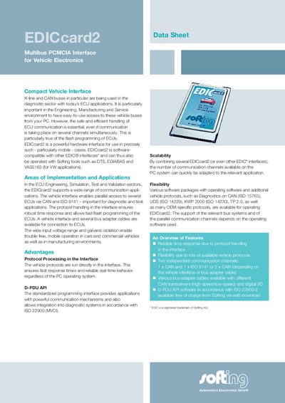 Softing EDICcard2 Datasheet - cover page
