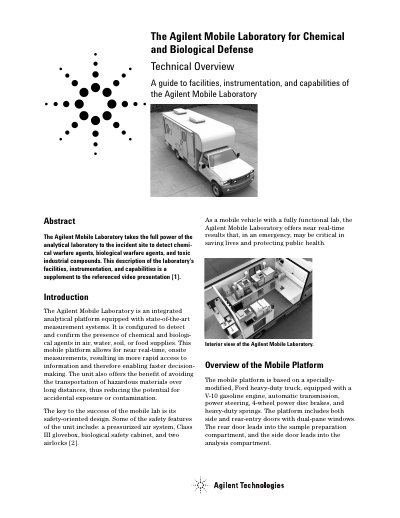 Agilent Mobile Laboratory for Chemical and Biological Defense Technical Overview - cover page