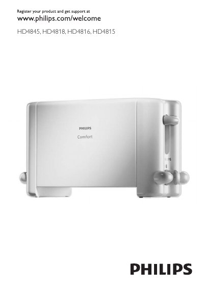 Philips HD4845/HD4818/HD4816/HD4815 Toaster User Manual - cover page