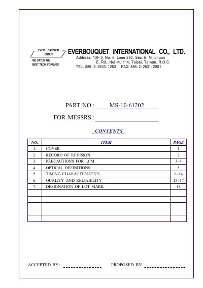 Everbouquet MS-10-61202 LCM Module Usage Manual - cover page
