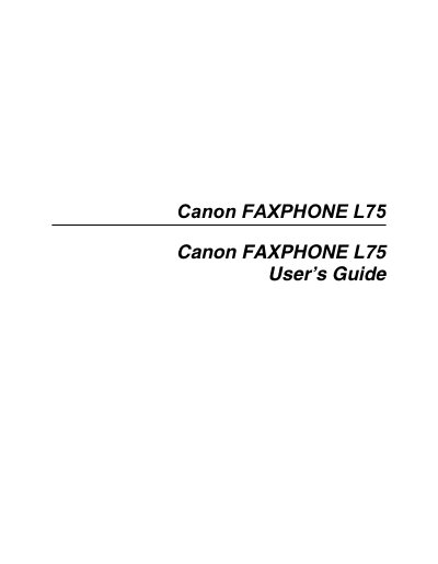 Canon Faxphone L75 User Manual - cover page