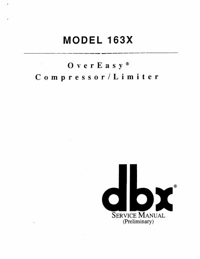 dbx 163X OverEasy Compressor/Limiter Service Manual - cover page