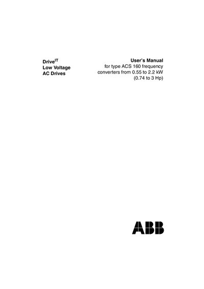 ABB ACS 160 Low Voltage AC Drive User Manual - cover page