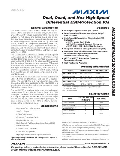 Maxim MAX3205E/MAX3207E/MAX3208E Datasheet - cover page
