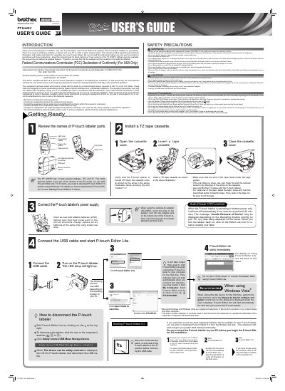 Brother PT-1230PC P-touch Labeler User's Guide - cover page