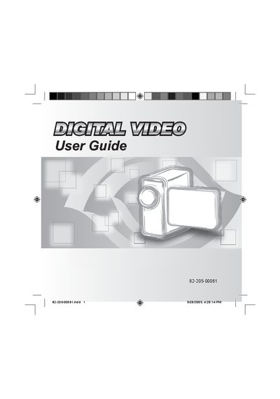 82-205-00061 Digital Video Camera User Manual - cover page