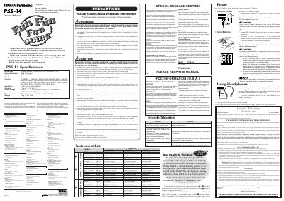 Yamaha PSS-14 PortaSound Owner's Manual - cover page