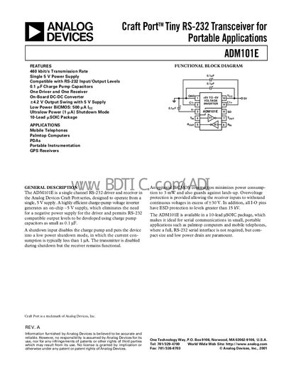 Analog Devices ADM101E Datasheet - cover page