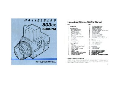 Hasselblad 503cx / 500C/M User Manual - cover page