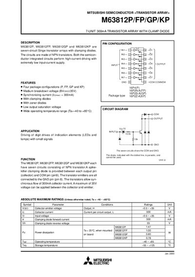 MITSUBISHI M63812P/FP/GP/KP Manual - cover page