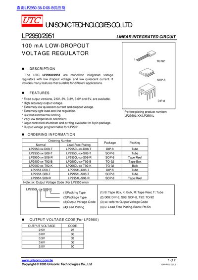 UTC LP2950/LP2951 handbook - cover page