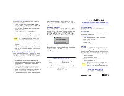 Analog Devices VisualDSP++ 3.5 Quick Installation Reference Card