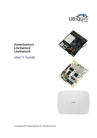Ubiquiti Networks PowerStation2 LiteStation2 LiteStation5 User's Guide - cover page