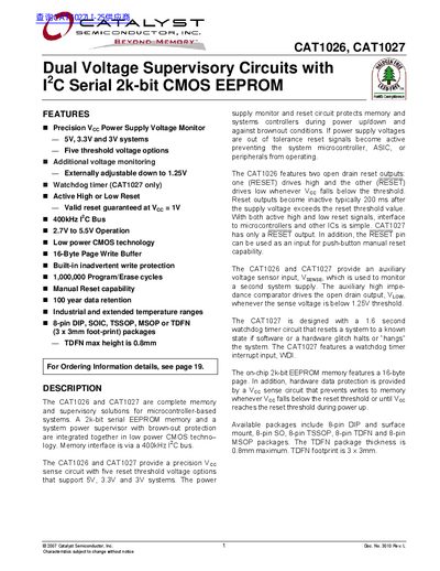 Catalyst CAT1026 and CAT1027 Datasheet
