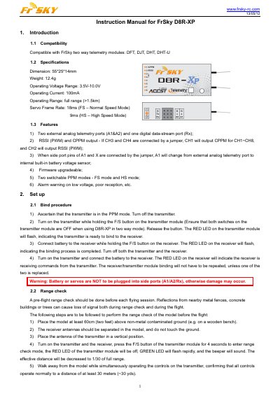 FrSky D8R-XP Instruction Manual - cover page
