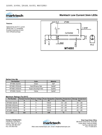 Marktech MT4093 Datasheet - cover page