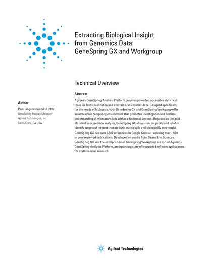 Agilent GeneSpring GX Technical Overview Manual - cover page