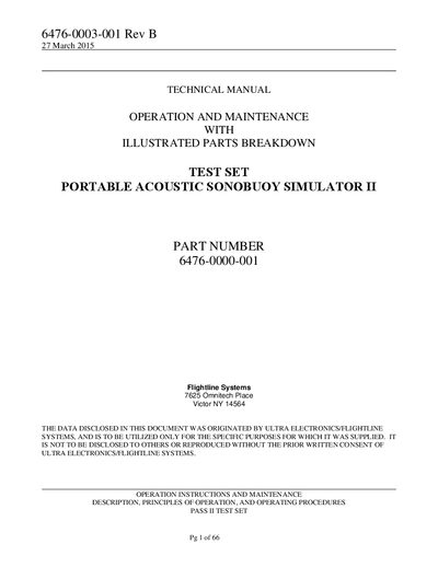 Flightline Systems Portable Acoustic Sonobuoy Simulator II Operation and Maintenance Manual